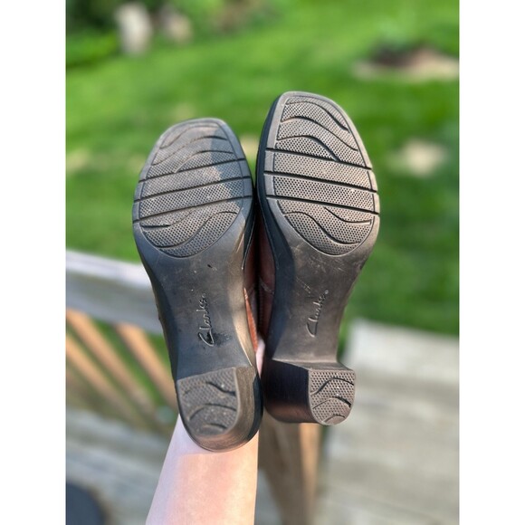 Clarks Bendables Wedge Heel Clog Brown Leather Womens Size 7.5 M - Picture 6 of 12